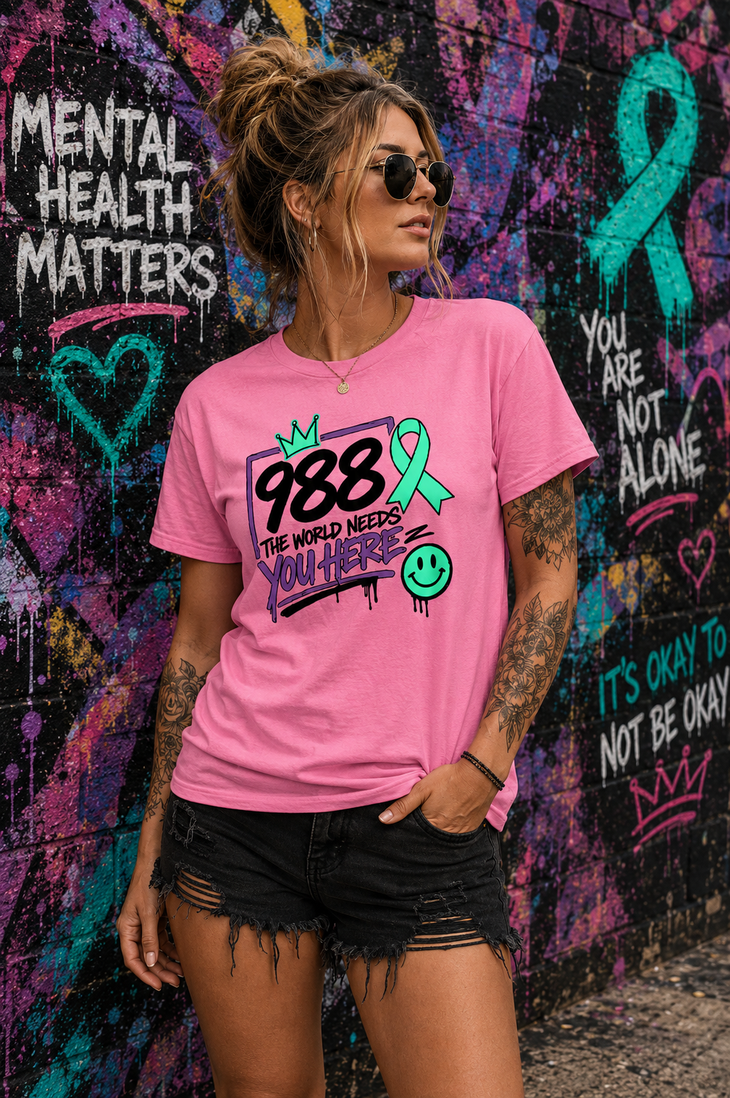 Suicide Hotline 988 Purple and Teal
