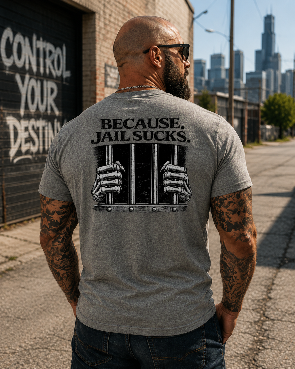 Sober: Because Jail Sucks Skeleton T-Shirt