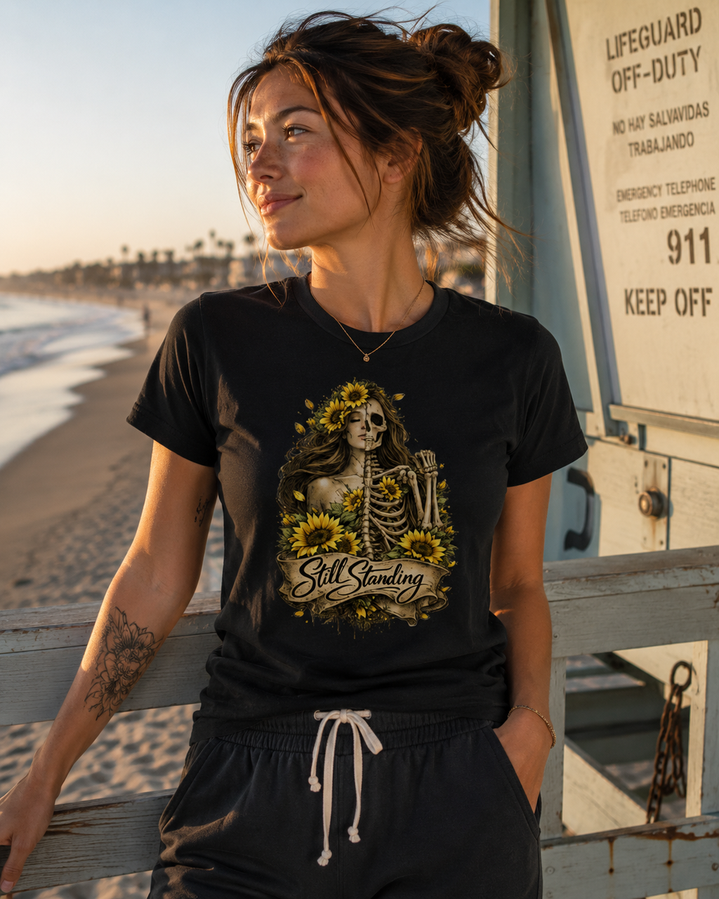 Still Standing Female Skeleton Sobriety T-Shirt