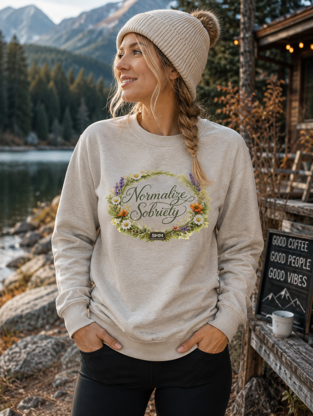 Normalize Sobriety Wild Flower Wreath Crewneck