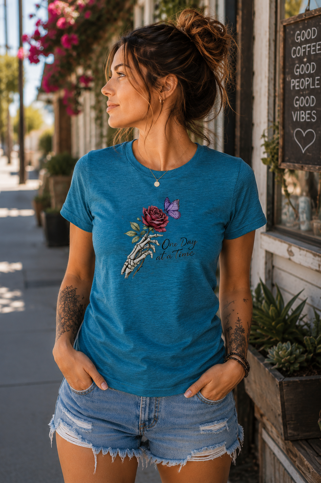 One at a time Rose Butterfly Tank top
