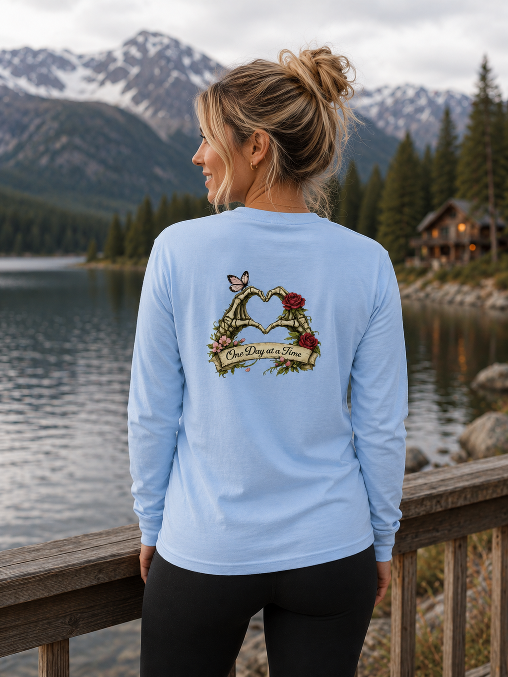 One Day at at time Heart Hands Long Sleeve T-Shirt