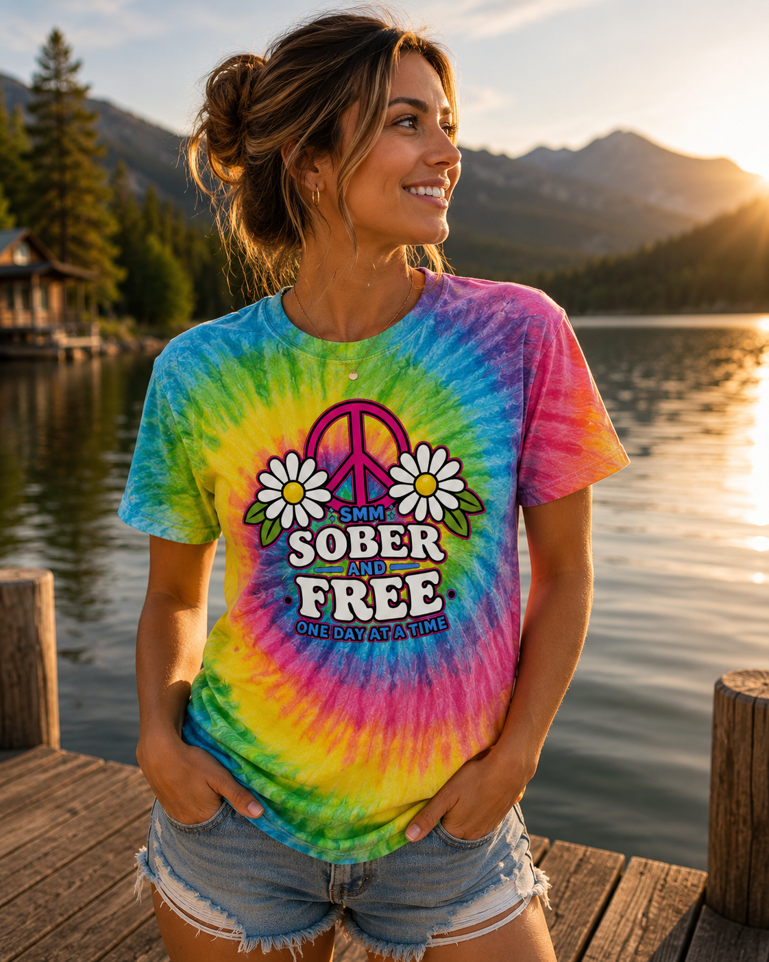 Sober And Free Tie Dye Sobriety T-Shirt